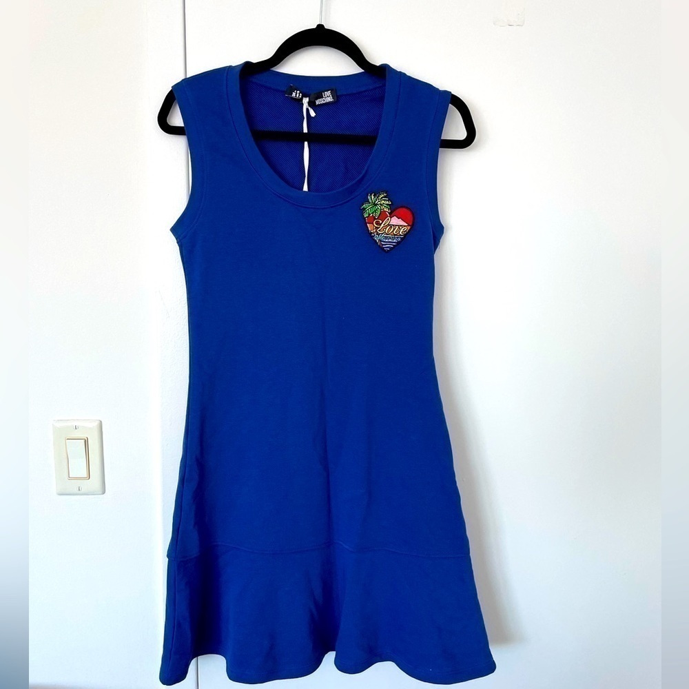 Love Moschino blue tank dress with love NWT